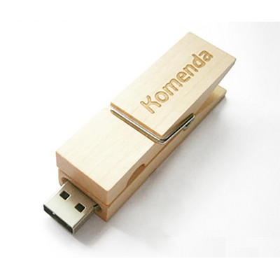 16GB Wooden Clip USB Flash Drive