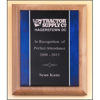 Airflyte® Natural Alder Wood Plaque w/Acrylic Plate & Blue Border (7"x 9")