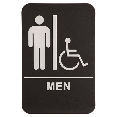 Black/White Men (w/wheelchair) Accessible Restroom Sign