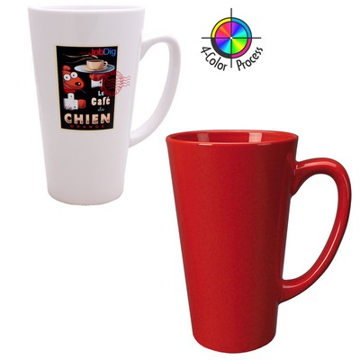 15 Oz. Vitrified Red Cafe Latte Mug - 4 Color Process