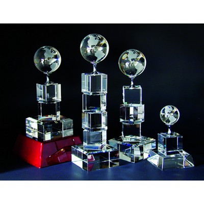 Globe Tower Optical Crystal Award/Trophy 8"H