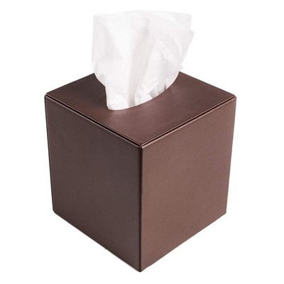 Classic Brown Leatherette Tissue Box Cover