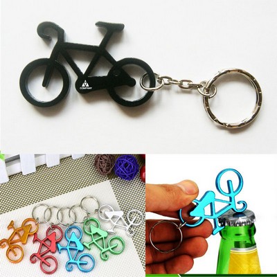 Bicycle Shaped Aluminum Bottle Opener Key Tag