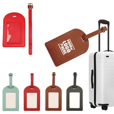 Arc Top Buckled PU Leather Luggage Tag