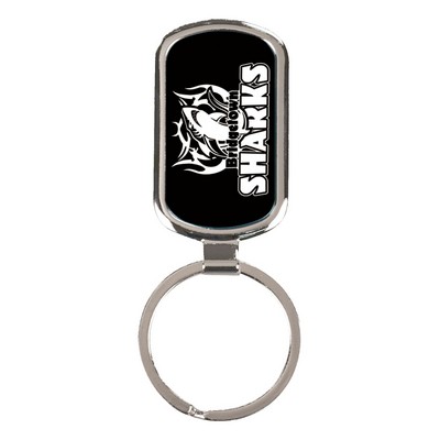 1.1" x 1.875" Black Rectangle Keychain