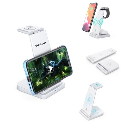 10W Magnetic 3-in-1 Wireless Charger Station