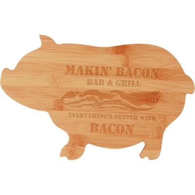 13 3/4" x 8 3/4" Bamboo Pig Shaped Cutting Board