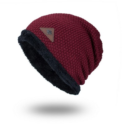 Unisex Knit Acrylic Beanie With Warm Cashmere Fleece