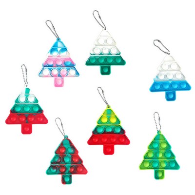 Christmas Tree Decoration Push Pop Bubble Toy Keychain