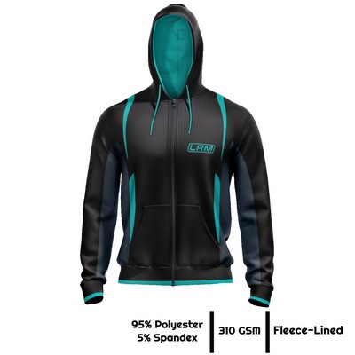 Unisex and Kids' Full Sublimation 310G Fleece-Lined Full-Zip Hoodie