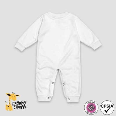 Baby Long Sleeve Sleep N Play White 100% Polyester- Laughing Giraffe®