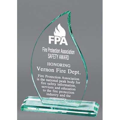 Beveled Flame Jade Glass Award, Large (6-1/2"x9-1/2")