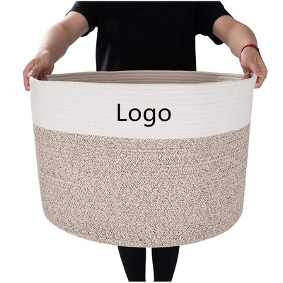 Extra Large Woven Cotton Rope Laundry Basket Toy Storage Basket