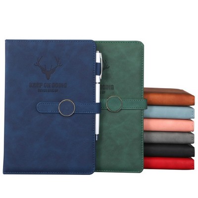 Skin Feeling Sheepskin A5 Business Note Book w/ Metal MagneticBuckle