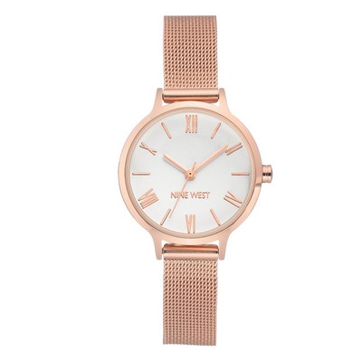 Nine West® Women's Silver-Tone Dial w/Rose Gold-Tone Mesh Bracelet Watch