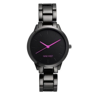 Nine West® Women's Gunmetal Bracelet Watch w/Purple Hands