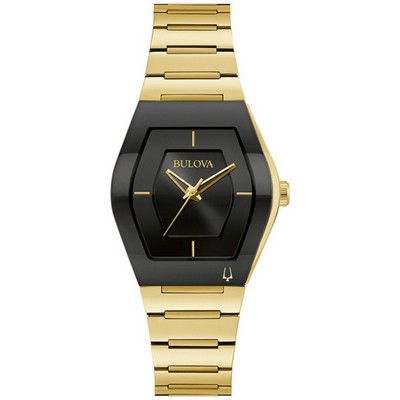 Bulova Ladies' Gold-tone Watch with Black Dial