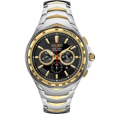 Seiko Coutura Two Tone Quartz Chronograph Watch w/Black Dial