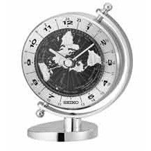 Seiko World Time Bezel Desk & Table Clock (Silver)