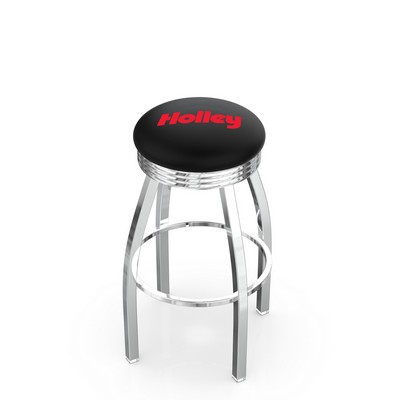 Swivel Stool w/Chrome finish and Ribbed Chrome Accent Ring, 2 Heights