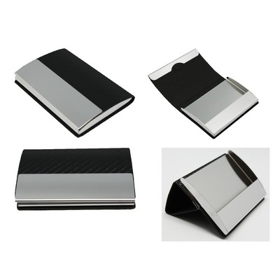 Faux Leather Carbon Fiber Stainless Steel Card Holder/Case