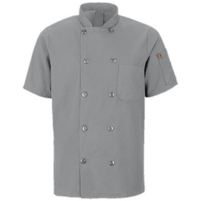 Red Kap™ Men's Short Sleeve Chef Coat w/OilBlok & MIMIX™ - Ten Button - Gray