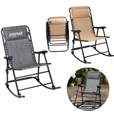 Outdoor Textilene Zero Gravity Folding Lounge Rocker with Pillow