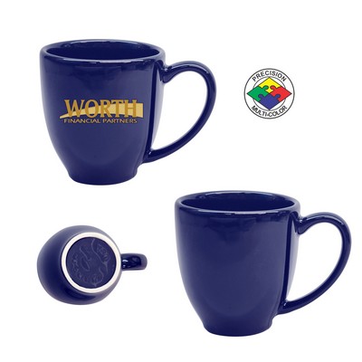 16 Oz. Vitrified Cobalt Bistro Mug - Screen Printed