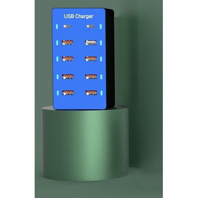 10 Port High Speed Charger 2 Type-C 8 USB