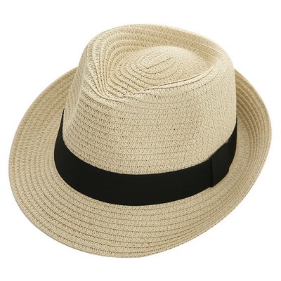 Short Brim Fedora Straw Hat