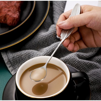 Stainless Steel Feather Shape Coffee Spoon