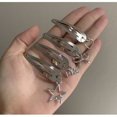 Custom Metal Hair Clips With Charms for Women Girls