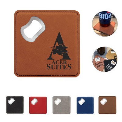 PU Leather Coaster With Bottle Opener