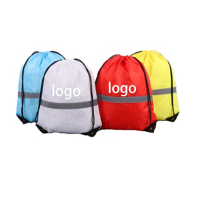 Fluorescent Strip Drawstring Bags