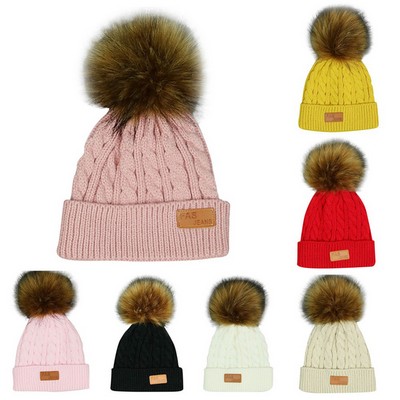 Kids Knitted Pom Beanies