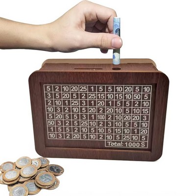 Wooden Money Box with Counter for Adults and Children