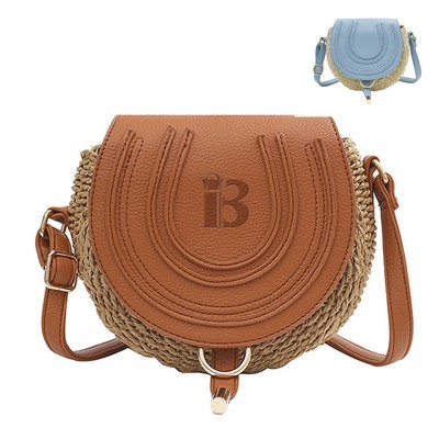 PU Straw Crossbody Bag