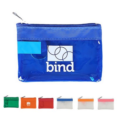 Frosted PVC Zippered Coin Pouch With Key Ring