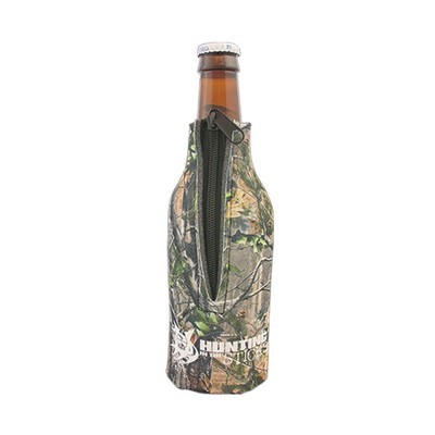 Premium Mossy Oak or Realtree Full Color Dye Sublimation Collapsible Foam Bottle Zipper Insulator