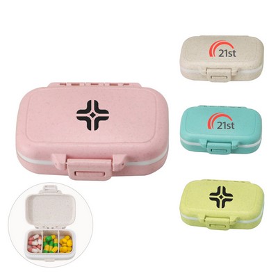 3 Compartments Wheat Straw Pill Organizer