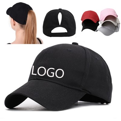 Cotton Adjustable Outdoors Sports Ponytail Baseball Cap