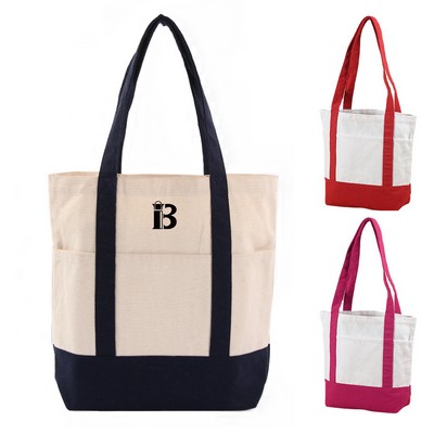 Daily Essentials Canvas Tote Bag With An External Pocket