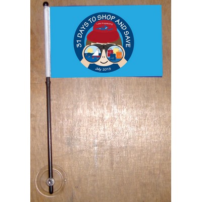 4"x6" Self Sticking Flag w/Plastic Pole