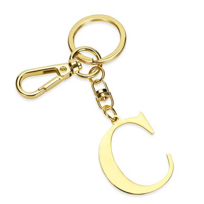 Gold Letter C Keychain Metal Keychain Initial Keychain