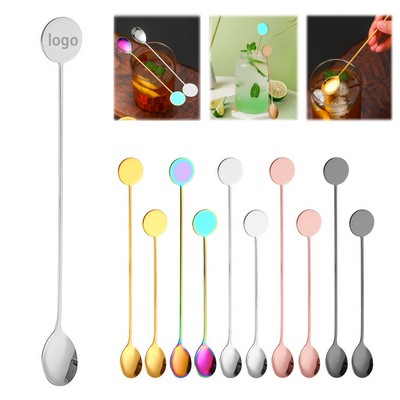 8.27" Long Round Handle 304 Stainless Steel Mixing Spoon