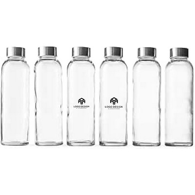 Glass Water Bottles with Lids Set