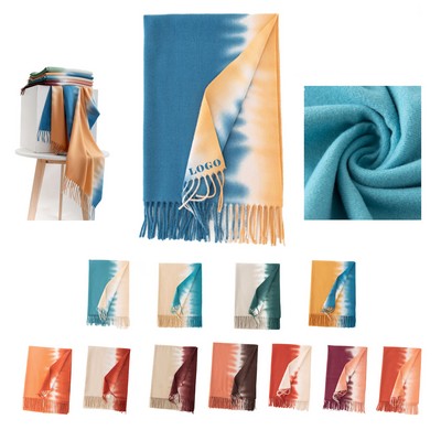 Contrast Color Imitation Cashmere Scarf