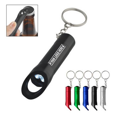 3 Lights Aluminum LED Flashlight W/ Bottle Opener & Batteries