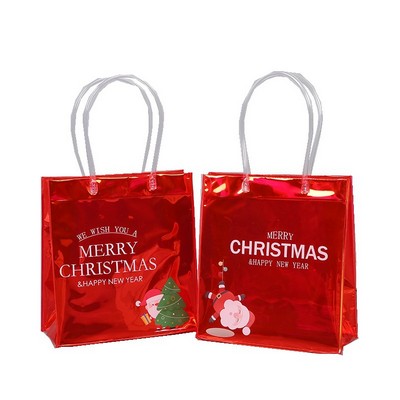 Red Christmas Gift Bag PVC Waterproof Clear Tote Bag