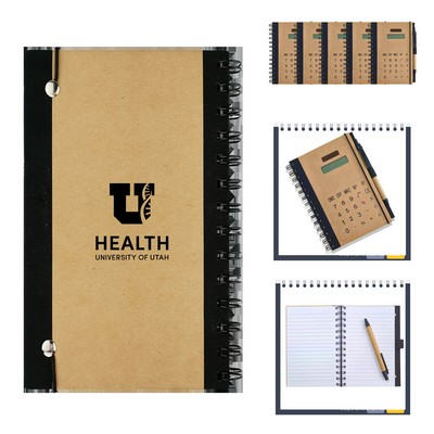 Solar Calculator Business Notebook with Pen